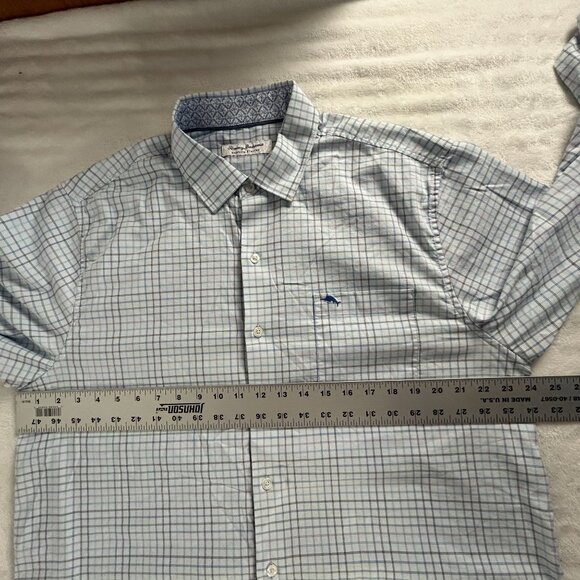 Tommy Bahama Mens Sarasota Stretch Long Sleeve Check Button Up Shirt Large Blue - Picture 6 of 7